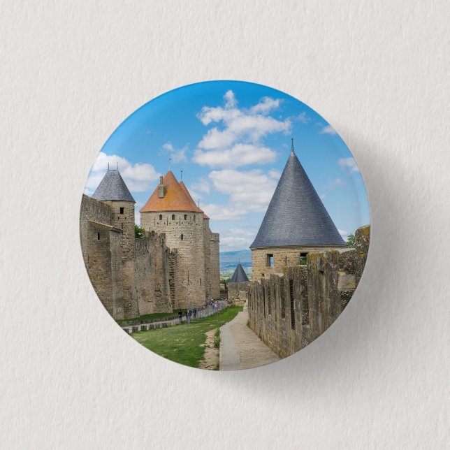 Badge Rond 2,50 Cm Murs médiévaux de Carcassonne (Devant)