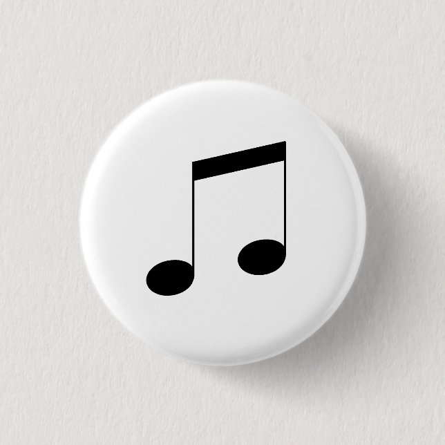 Badge Rond 2,50 Cm Music One Black Beam Note, (Devant)