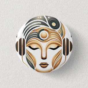 Badge Rond 2,50 Cm Musique zen minimaliste déesse géométrique abstrai