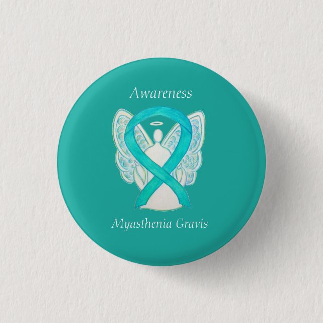 Badge Rond 2,50 Cm Myasthenia Gravis Sensibilisation Angel Ruban Art  (Devant)