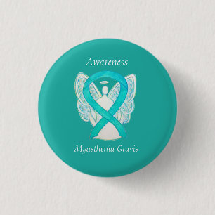 Badge Rond 2,50 Cm Myasthenia Gravis Sensibilisation Angel Ruban Art