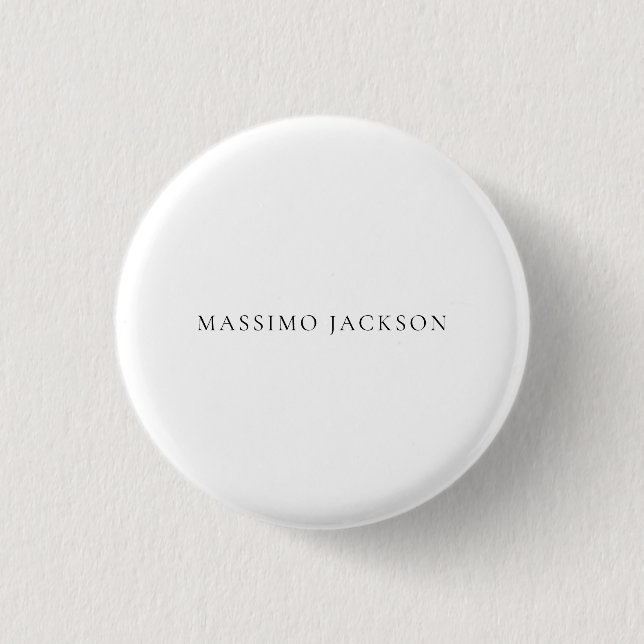Badge Rond 2,50 Cm Name Minimalist Modern Plain Simple Black White (Devant)