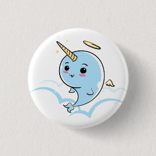 Badge Rond 2,50 Cm Narwhal Angel Cutie
