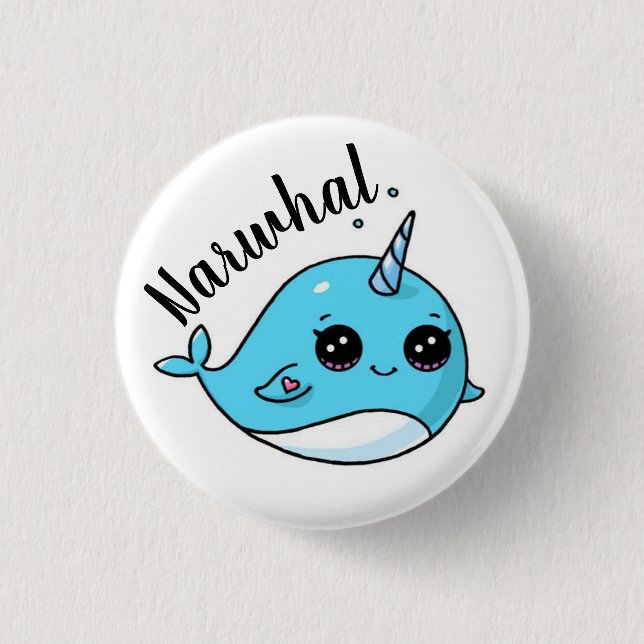 Badge Rond 2,50 Cm Narwhal Mignon Kawaii  (Devant)
