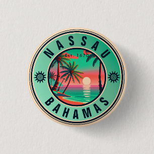 Badge Rond 2,50 Cm Nassau Bahamas Retro Voyage Souvenir 1950