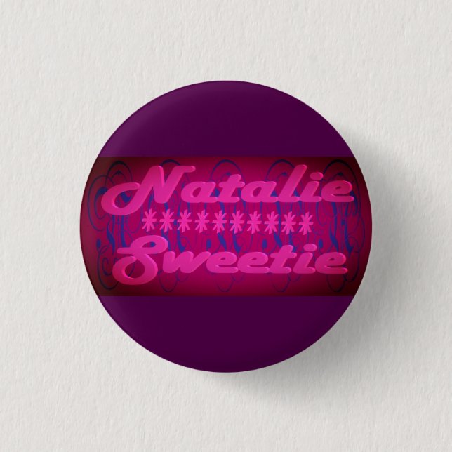 Badge Rond 2,50 Cm Natalie Sweetie conception violet profond (Devant)