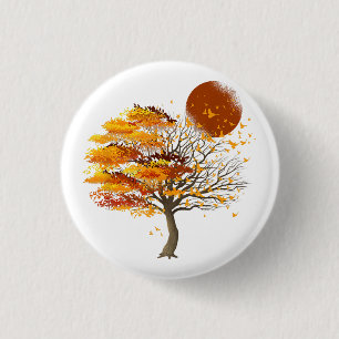 Badge Rond 2,50 Cm Nature Faune Pleine lune Arbre Foule Des Oiseaux F