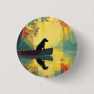 Badge Rond 2,50 Cm Nature Minimaliste Canot Labrador Noir