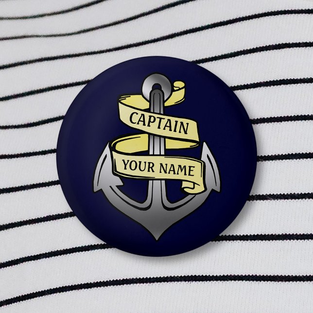 Badge Rond 2,50 Cm Navire personnalisable Capitaine Votre nom Ancre 2 (Créateur téléchargé)