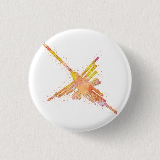 Badge Rond 2,50 Cm Nazca Lines Hummingbird Aquarelle Imprimer (Devant)