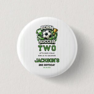Badge Rond 2,50 Cm Né 2 Thème de football Garçon Fête d'anniversaire