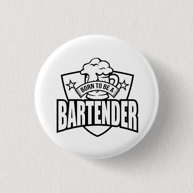 Badge Rond 2,50 Cm Né comme barman (Devant)