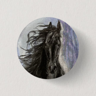 Badge Rond 2,50 Cm NEIGE MAGIQUE Friesian Horse bouton