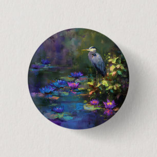 Badge Rond 2,50 Cm Nénuphar enchanté de l'étang Nature Aquarelle