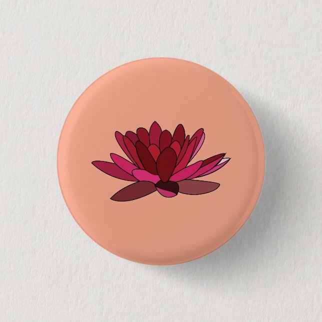 Badge Rond 2,50 Cm Nénuphar rose rouge  (Devant)