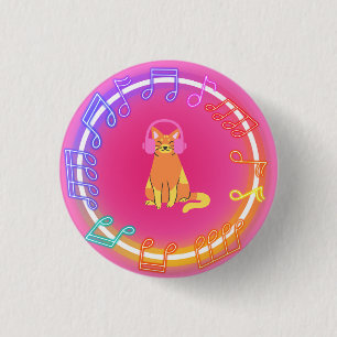 Badge Rond 2,50 Cm Neon Music Cat