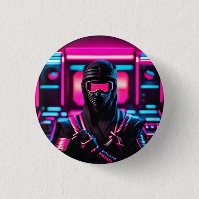 Badge Rond 2,50 Cm néon ninja (Devant)