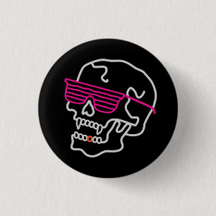 Badge Rond 2,50 Cm Neon Skull