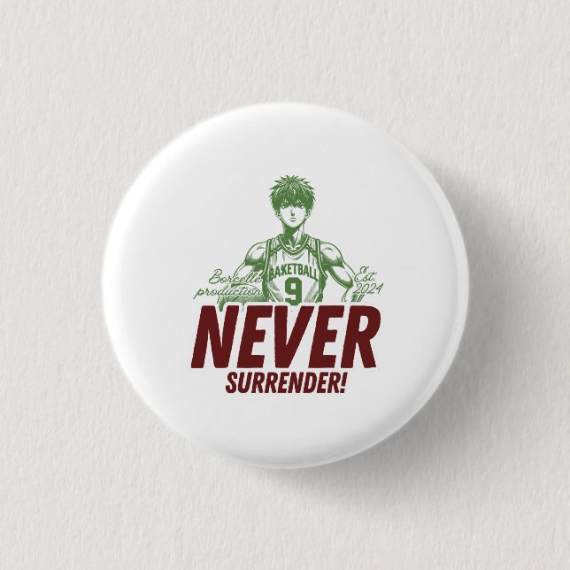 Badge Rond 2,50 Cm Never Surrender Anime Basketball (Devant)