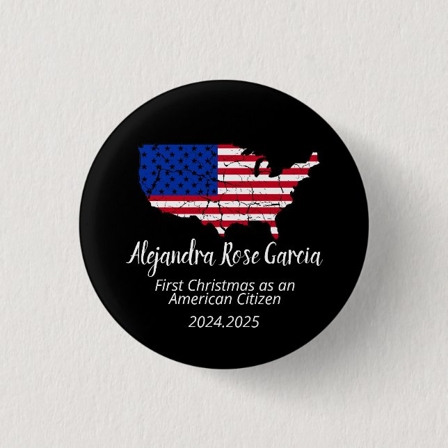 Badge Rond 2,50 Cm New U.S. Citizen – American Map Citizenship Day (Devant)