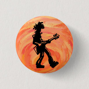 Badge Rond 2,50 Cm New York Boogie Nights Guitare Orange