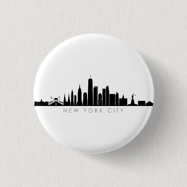 Badge Rond 2,50 Cm NEW YORK NYC Manhatten USA City Skyline Silhouette (Devant)