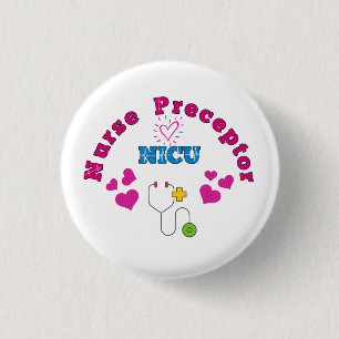 Badge Rond 2,50 Cm NICU Nurse Preceptor Button Berry