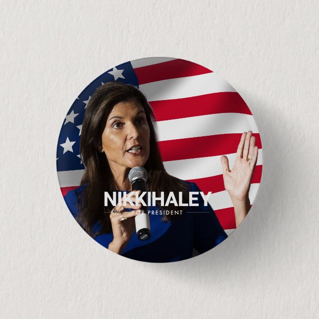 Badge Rond 2,50 Cm Nikki Haley à la présidence 2024 (Devant)