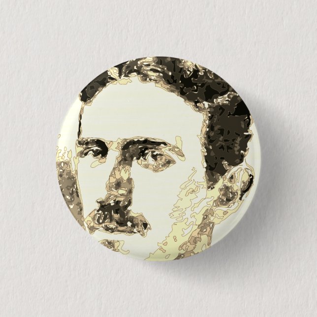 Badge Rond 2,50 Cm Nikola Tesla Dessin À Sepia (Devant)