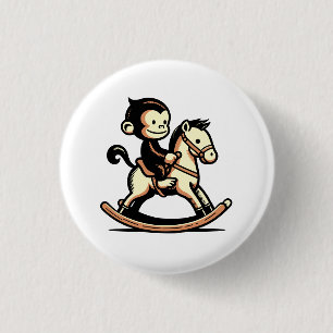 Badge Rond 2,50 Cm N'Importe Quel Singe Couleur Sur Cheval À Rocher