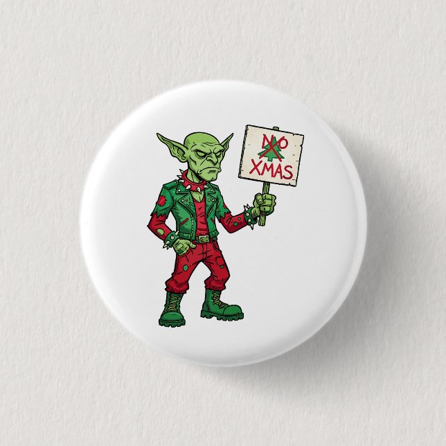 Badge Rond 2,50 Cm No Christmas – Rebel Alien Style (Devant)