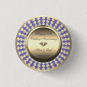 Badge Rond 2,50 Cm Noces de diamants d'or 50e anniversaire de mariage