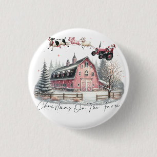 Badge Rond 2,50 Cm Noël à la ferme, Joyeux Noël