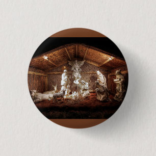 Badge Rond 2,50 Cm Noël Avent Jésus Nativité Manger Scène