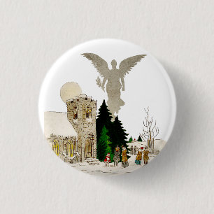 Badge Rond 2,50 Cm Noël blanc