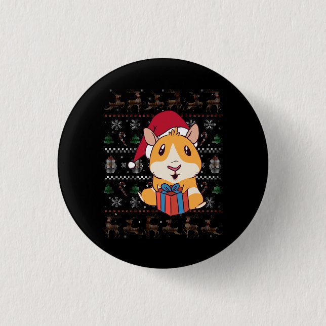 Badge Rond 2,50 Cm Noël du cochon d'Inde (Devant)