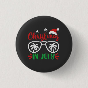 Badge Rond 2,50 Cm Noël en Juillet Funny Noël Père Noël Vacances été