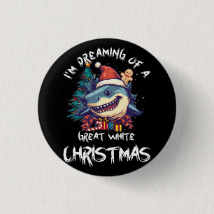 Badge Rond 2,50 Cm Noël Shark Santa Chapeau Noël Père Noël Jaws Funny