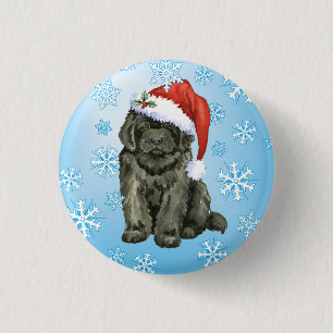 Badge Rond 2,50 Cm Noël Terre-Neuve