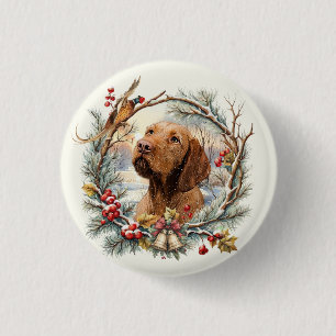 Badge Rond 2,50 Cm Noël Vizsla