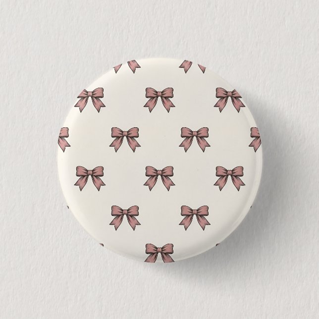 Badge Rond 2,50 Cm Nœuds de ruban rose poussiéreux pour fête d'annive (Devant)