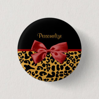 Badge Rond 2,50 Cm Noir à la mode et arc rouge de ruban d'empreinte