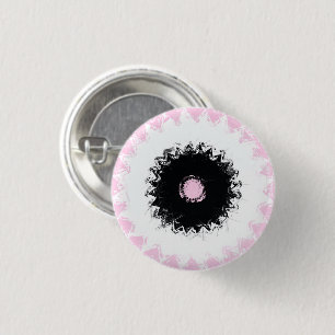 Badge Rond 2,50 Cm Noir, blanc et rose Chalk Abstrait