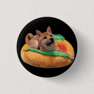 Badge Rond 2,50 Cm Noir d'insigne de Shiba de hot-dog