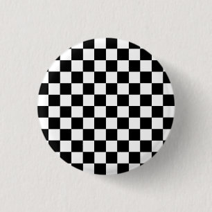 Badge Rond 2,50 Cm Noir et blanc Checkered