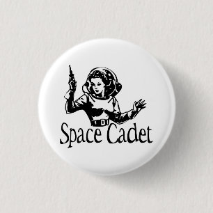 Badge Rond 2,50 Cm Noir et blanc de cadet de l'espace
