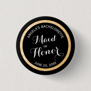Badge Rond 2,50 Cm Noir et domestique de parties scintillantes d'or