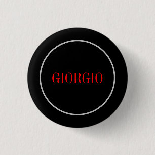 Badge Rond 2,50 Cm Noir Rouge Votre Nom Minimaliste Personnel Moderne