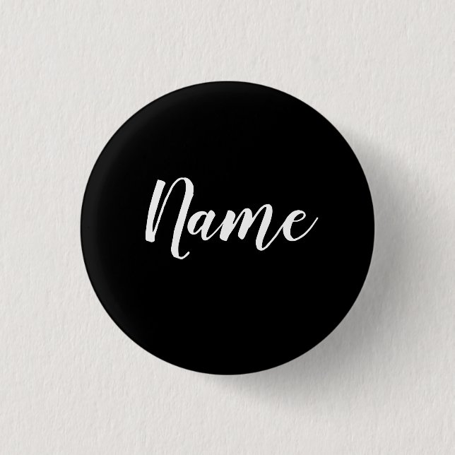 Badge Rond 2,50 Cm Nom blanc sur l'Arrière - plan noir (Devant)