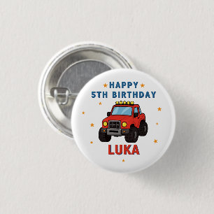 Badge Rond 2,50 Cm Nom de camion monstre Âge Anniversaire Fête